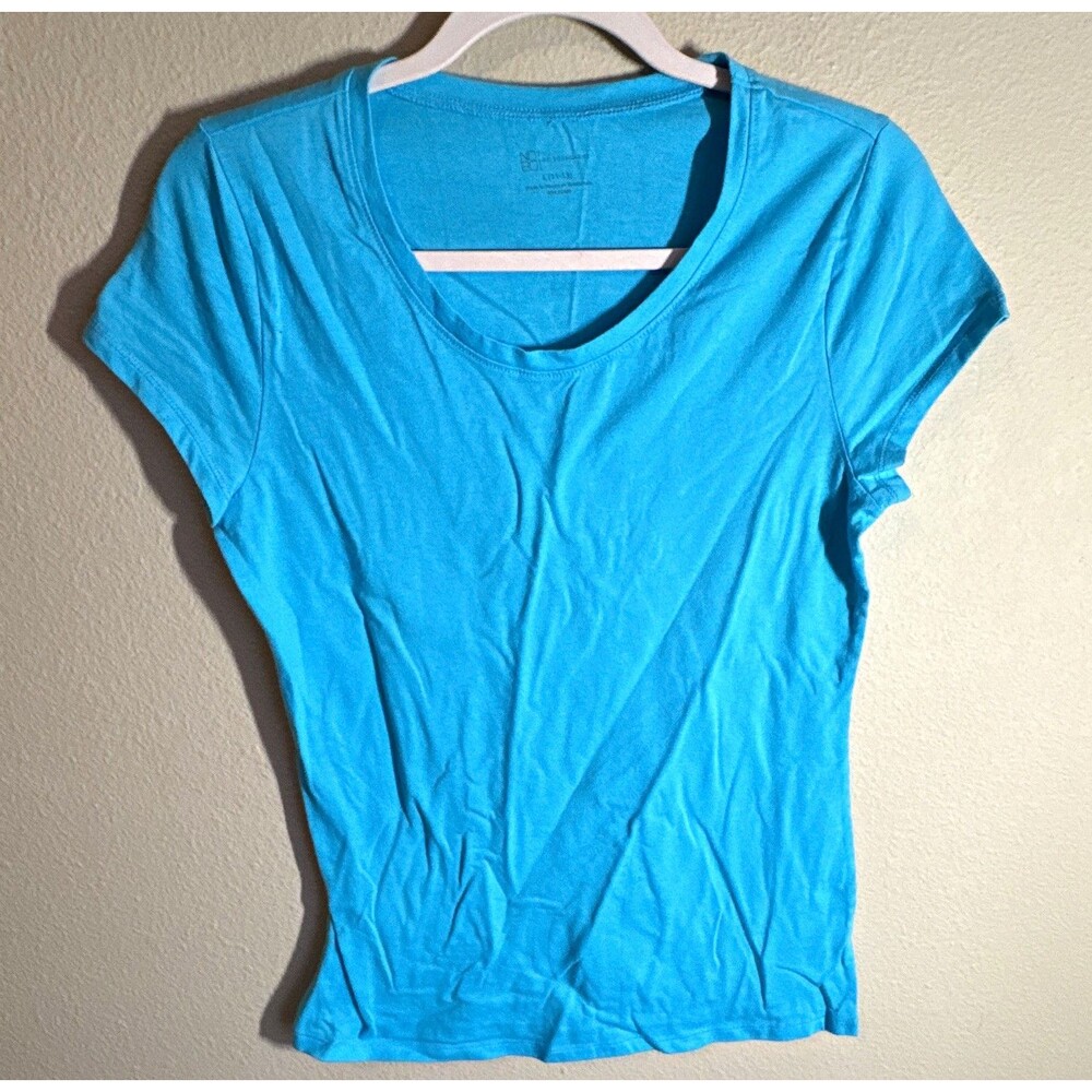 No Boundaries Women’s Blue Scoop Neck Short Sleeve Jersey T-Shirt Size L